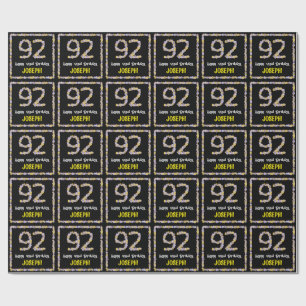 Papel De Regalo 92º cumpleaños: número de flores florales, nombre 