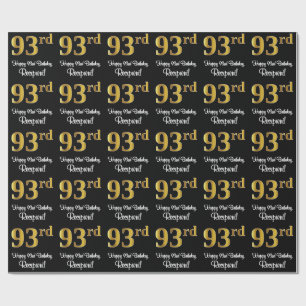 Papel De Regalo 93.ª Cumpleaños: Elegante y lujoso Faux Gold Look 