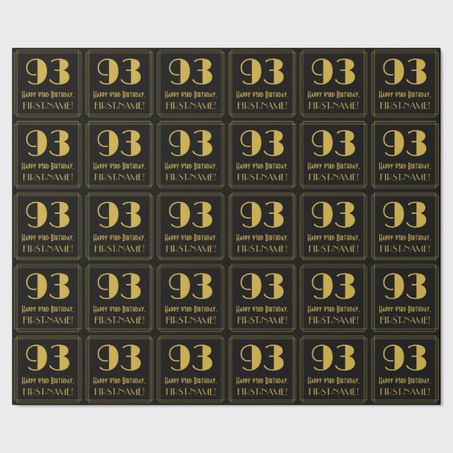 Papel De Regalo 93 Aniversario ~ Art Deco Inspirado Aspecto "93",  (Costura)