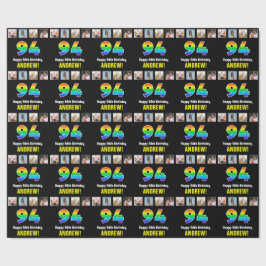 Papel De Regalo 94º cumpleaños: Arcoiris "94"; fotos y nombre de P