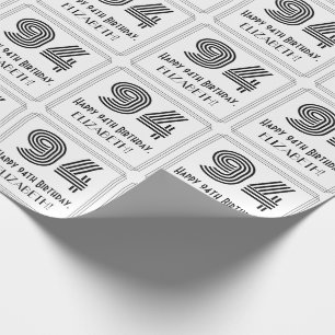 Papel De Regalo 94º cumpleaños: Estilo inspirado en el Art Deco "9
