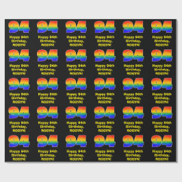 Papel De Regalo 94º cumpleaños: Inspirado arcoiris divertido y col