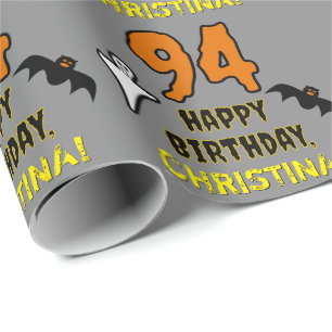 Papel De Regalo 94º cumpleaños: Tembloroso tema de Halloween, nomb