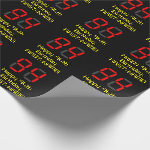 Papel De Regalo 94 cumpleaños: Red Digital Clock Style "94" + Nomb