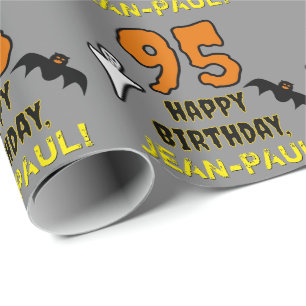 Papel De Regalo 95º cumpleaños: Temática de Halloween espeluznante