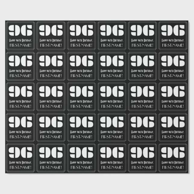 Papel De Regalo 96º cumpleaños: Aspecto inspirado en el Art Deco " (Superficie plana)