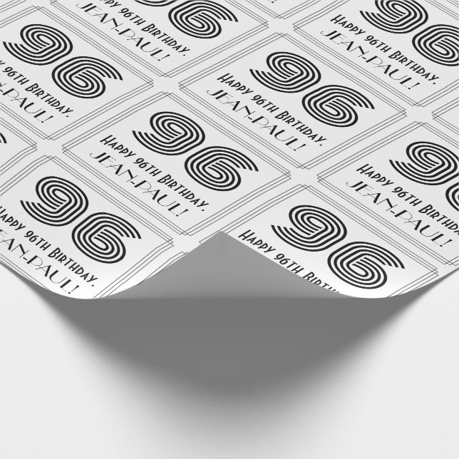 Papel De Regalo 96º cumpleaños: Estilo inspirado en el Art Deco "9 (Esquina)