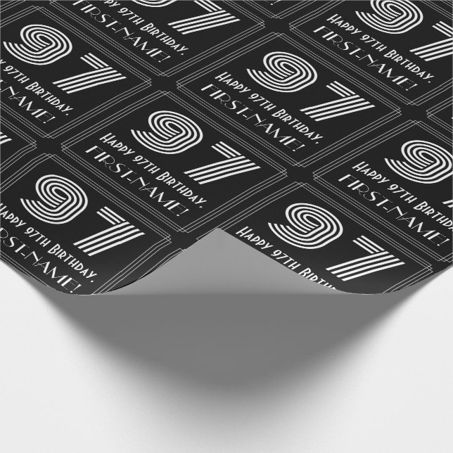 Papel De Regalo 97º cumpleaños: Art Deco inspirado look "97" con n (Esquina)