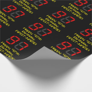 Papel De Regalo 97º cumpleaños: Red Digital Clock Style "97" + Nom