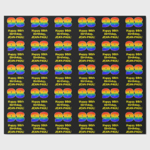 Papel De Regalo 98º cumpleaños: Inspirado en el arcoiris divertido
