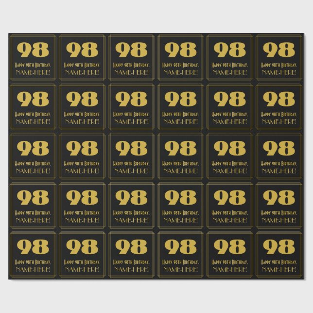 Papel De Regalo 98 Aniversario - Aspecto inspirado en el Art Deco  (Superficie plana)