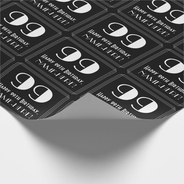 Papel De Regalo 99º cumpleaños - Aspecto inspirado en el Art Deco  (Esquina)