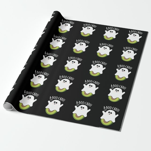 Papel De Regalo A-boo-cado Funny Aguacate Pun Dark BG (Desenrollado)