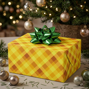Papel de regalo a cuadros amarillo yema de huevo l