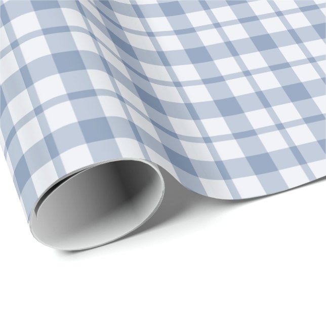 Papel de regalo a cuadros azul índigo y blanco (Esquina del rollo)