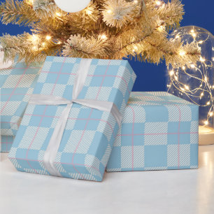 Papel de regalo a cuadros azul y rosa moderno y el