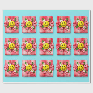 Papel de regalo a cuadros Sé feliz