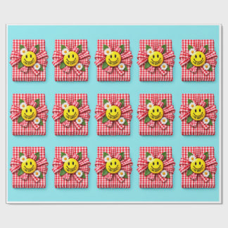 Papel de regalo a cuadros Sé feliz