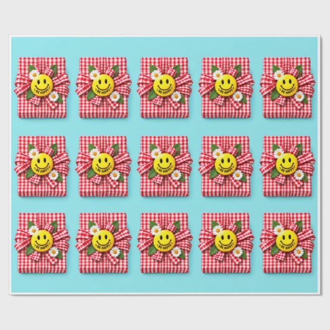 Papel de regalo a cuadros Sé feliz (Superficie plana)