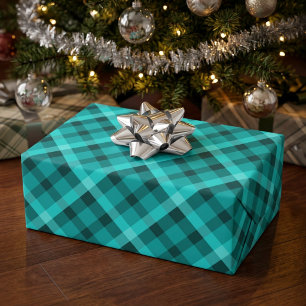 Papel de regalo a cuadros turquesa elegante