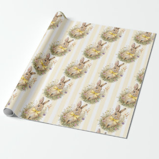 Papel De Regalo A cute little Floral Bunny Yellow Bow Baby Shower