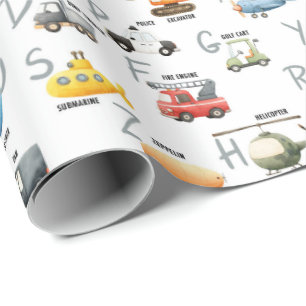 Papel De Regalo A es para Avión B es para Autobús - transporte abc