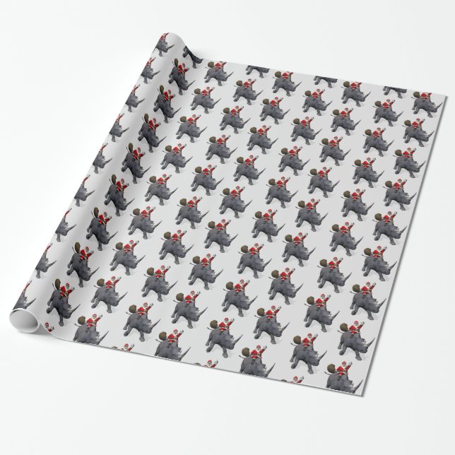Papel De Regalo A Santa Claus le encantan los rinocerontes (Desenrollado)