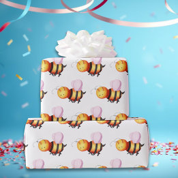 Papel De Regalo Abanico de abeja bumble con alas rosadas