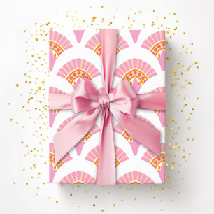 Papel De Regalo Abanico de Volantes en Rosa y Naranja