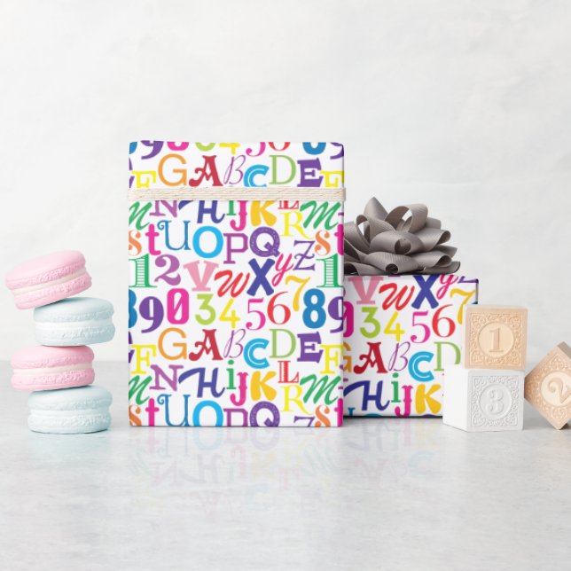 Papel De Regalo ABCs supercoloridas y 123 (Baby Shower)