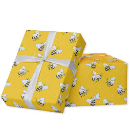 Papel De Regalo Abeja amarillo