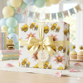 Papel De Regalo Abeja Bumblebee Adorable Mamá y Bebé Abeja 