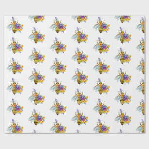 Papel De Regalo Abeja de flor con plantas silvestres