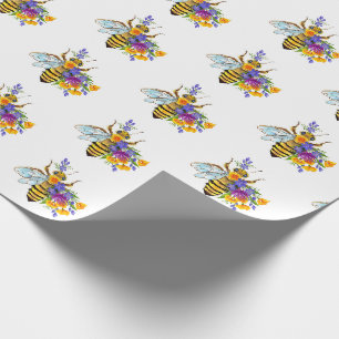 Papel De Regalo Abeja de flor con plantas silvestres