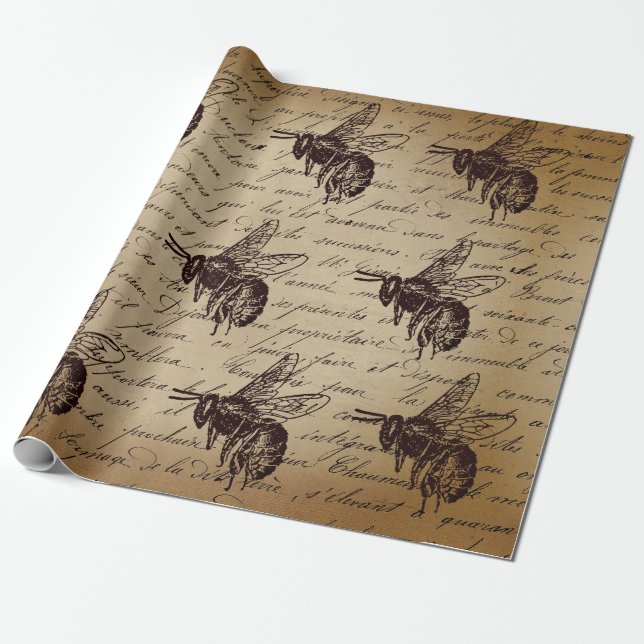 Papel De Regalo Abeja de Miel Decoupage Antiguo (Desenrollado)