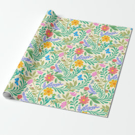 Papel De Regalo Abeja de miel, galimatías, mariposa, libélula y fl