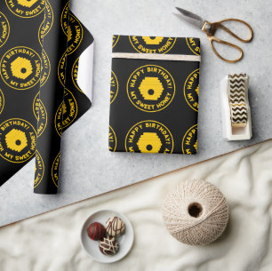 Papel De Regalo Abeja de miel negra y amarilla Cumpleaños