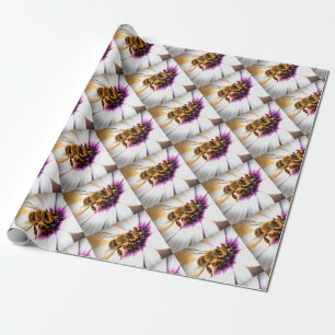 Papel De Regalo Abeja De Miel Sobre El Arte Acrílico De La Daisy A