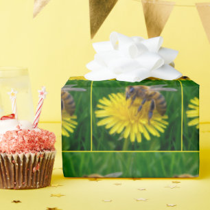 Papel De Regalo Abeja de miel sobre un canalón amarillo