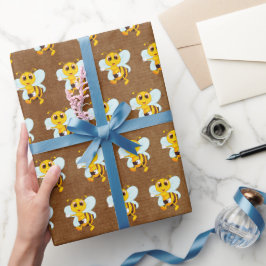 Papel De Regalo Abeja dulce de miel en marrón