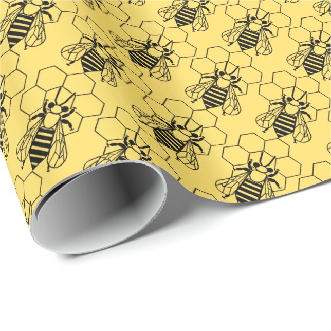 Papel de regalo - abeja en el panal (Esquina del rollo)
