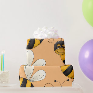Papel De Regalo Abeja Feliz Personaje Abejorro Divertido