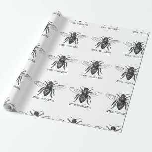 Papel De Regalo Abeja Obrera Miel Abejorro Negro