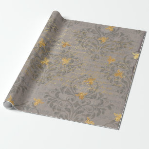 Papel De Regalo Abeja y voluta del oro