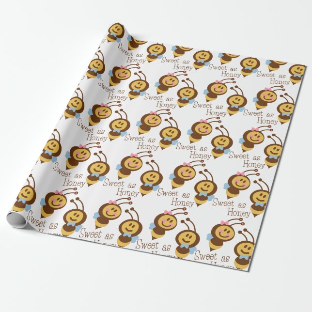 Papel De Regalo Abejas Chicas y chicos dulces como miel (Desenrollado)