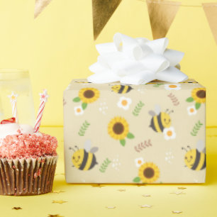 Papel De Regalo Abejas de girasol y miel dulce