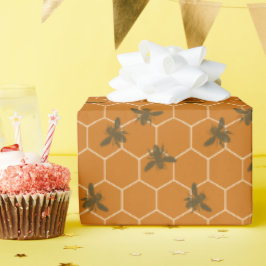 Papel De Regalo Abejas de Honeycomb Dark Amber