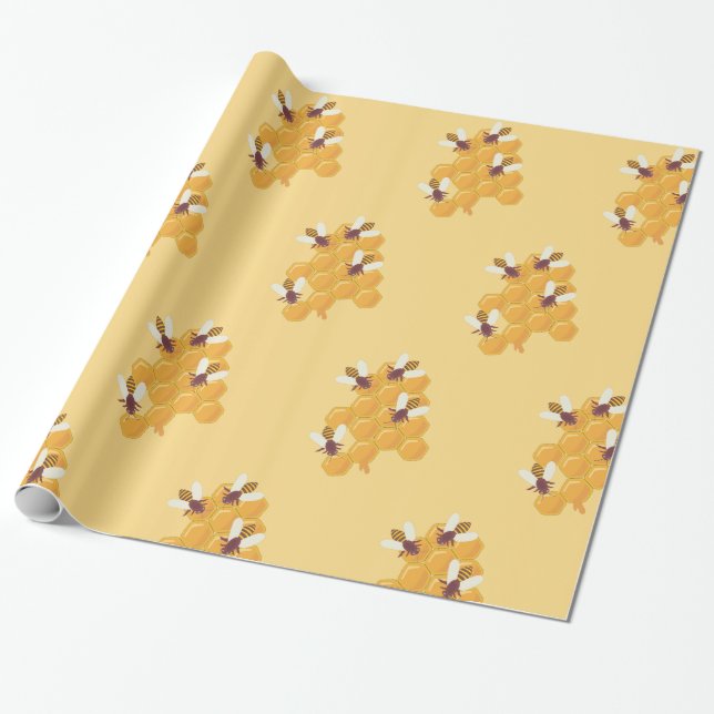 Papel De Regalo Abejas de miel y diseño de mimbre (Desenrollado)