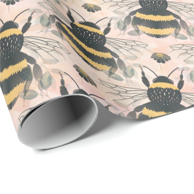 Papel De Regalo Abejas Insectos Bichos   | (Esquina del rollo)