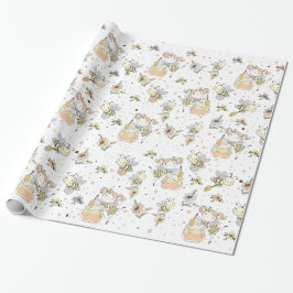 Papel De Regalo Abejas Melíferas, Hadas y Bebés Abejas en Patrón C